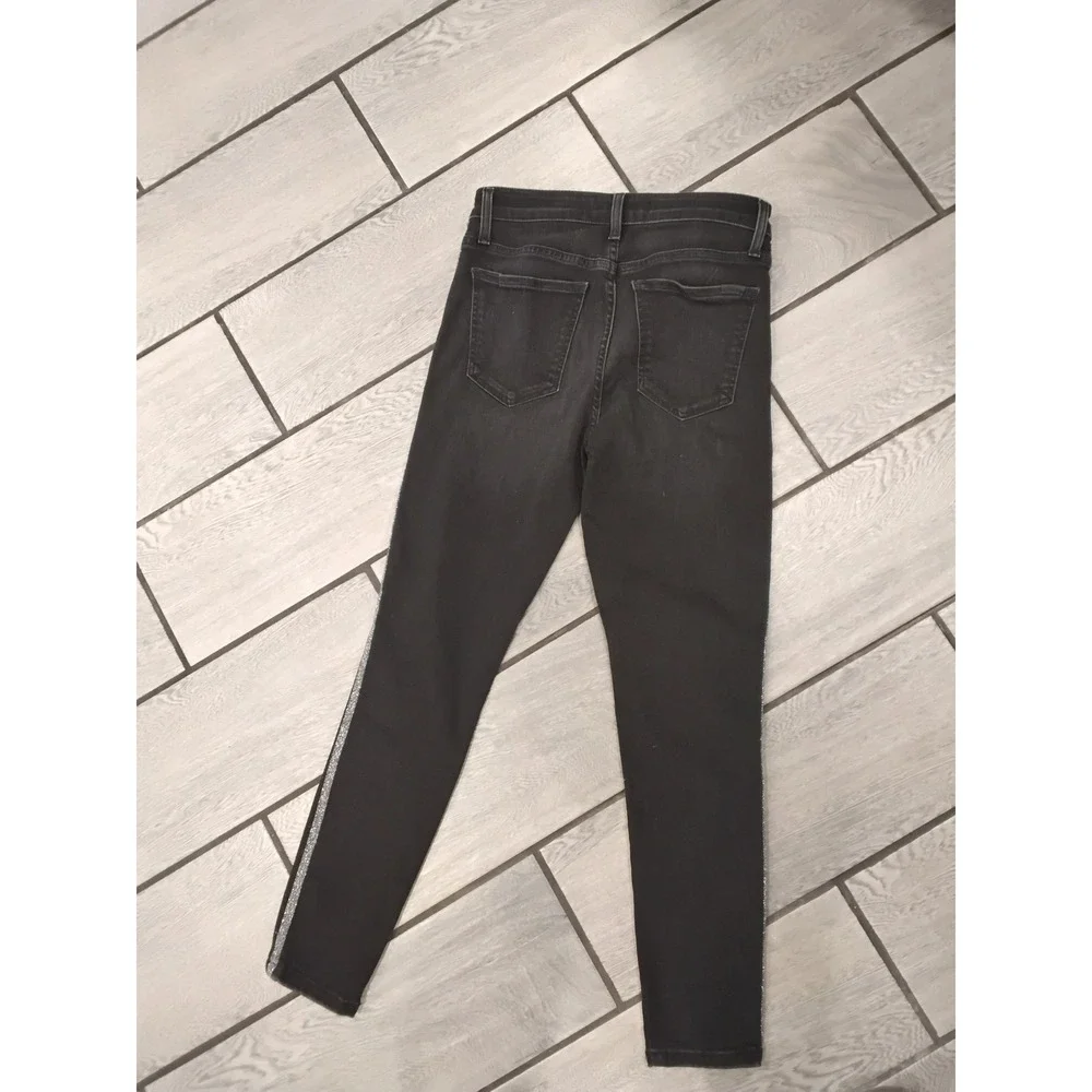 Joe's Jeans The Charlie High Rise Skinny Ankle Black Jeans Silver Stripes‎